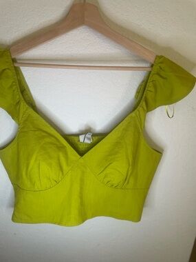 Women’s Lime Green Crop Top - Sleeveless V-Neck